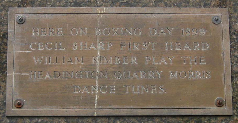 Plaque about the meeting of William Kimber and Cecil Sharp