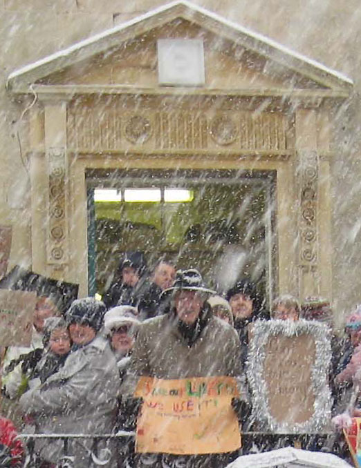 Detail of Brian at library protest