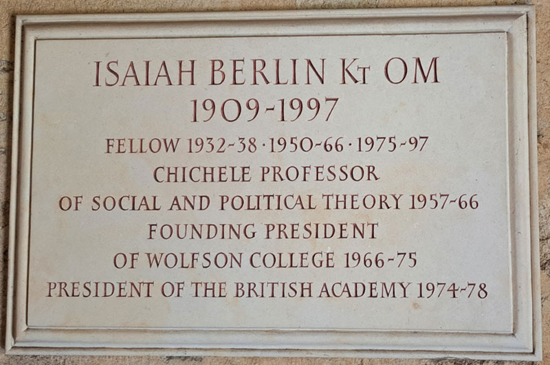 Plaque to Berlin in All Souls College
