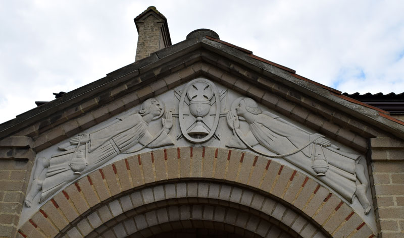 Carving over St Alban's Church