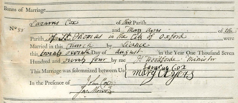 Lazarus Cox marriage