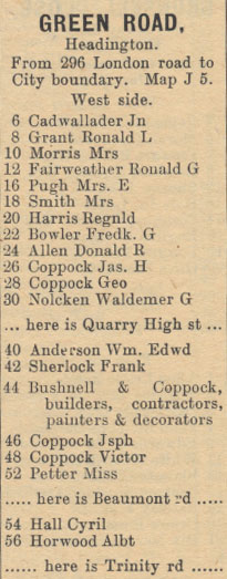 Green Road west side in 1956