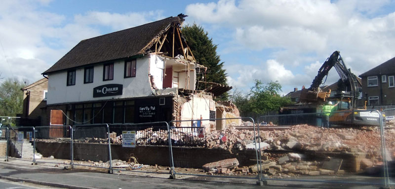 Cavalier in process of demolition