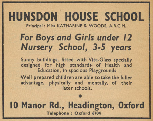 Hunsdon House School advertised in Kelly's Directory for 1936