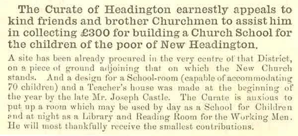 Notice in Parish Magazine, December 1873
