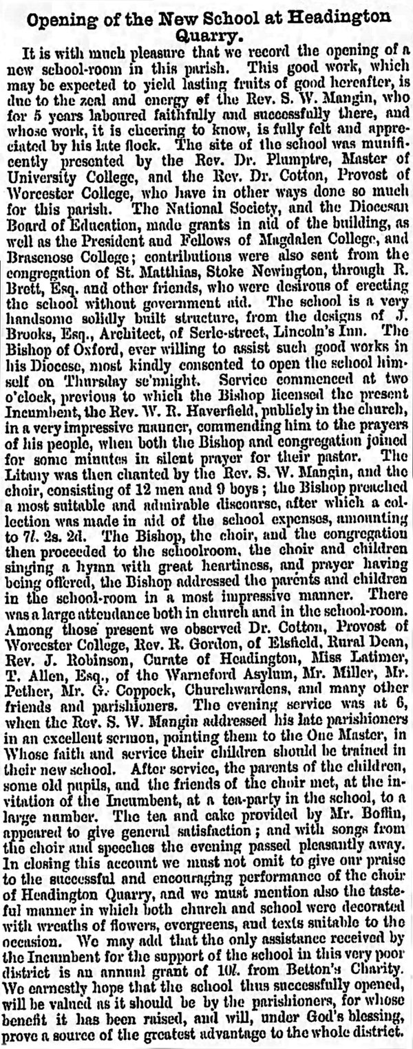 Opening of Quarry School