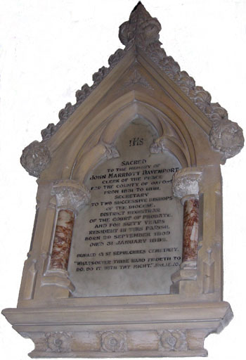 Memorial to John Davenport, St Giles