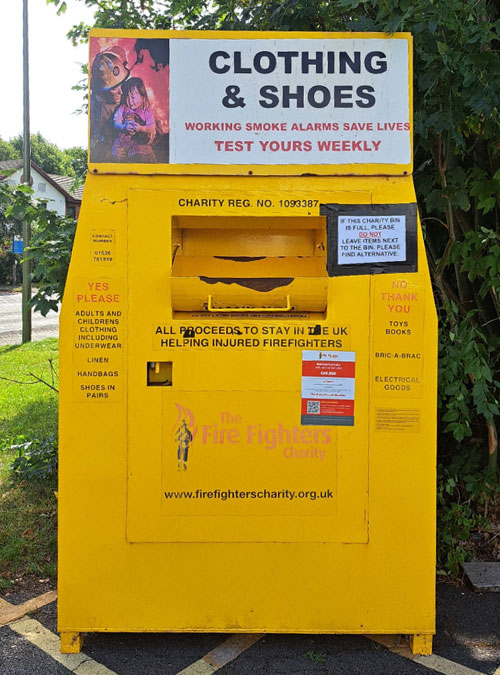 Clothes bin at Fire Station