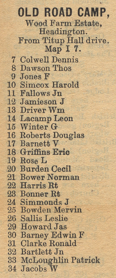 Old Road camp, Kelly's 1956
