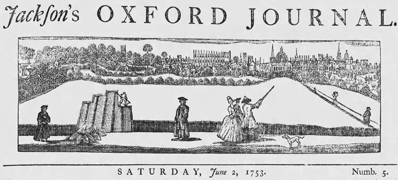 Jackson's Oxford Journal masthead in 1753
