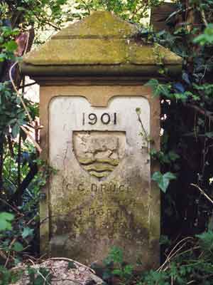 Boundary stone at top of hill