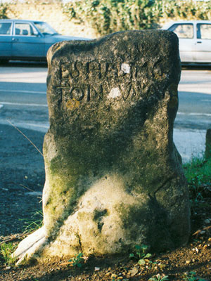 Boundary stone at foot of hill