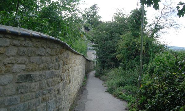 Looking down the hill