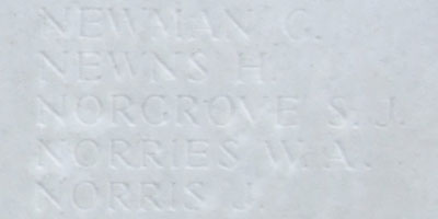 Stanley Norgrove on Tyne Cot memorial