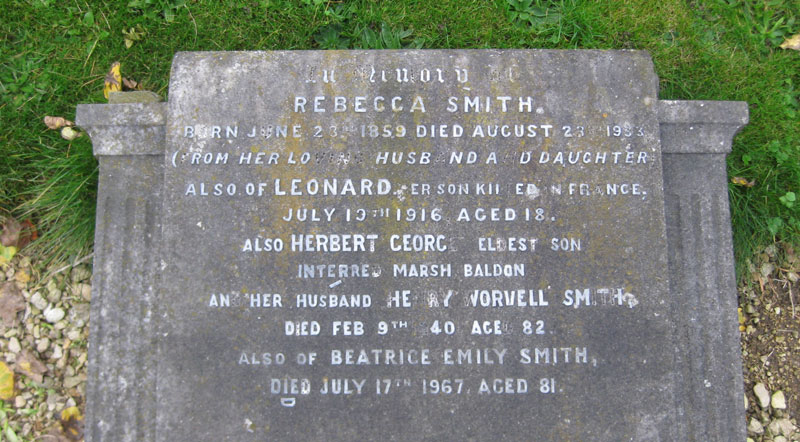 Grave of Leonard Smith&rsquo;s parents in Headington Cemetery